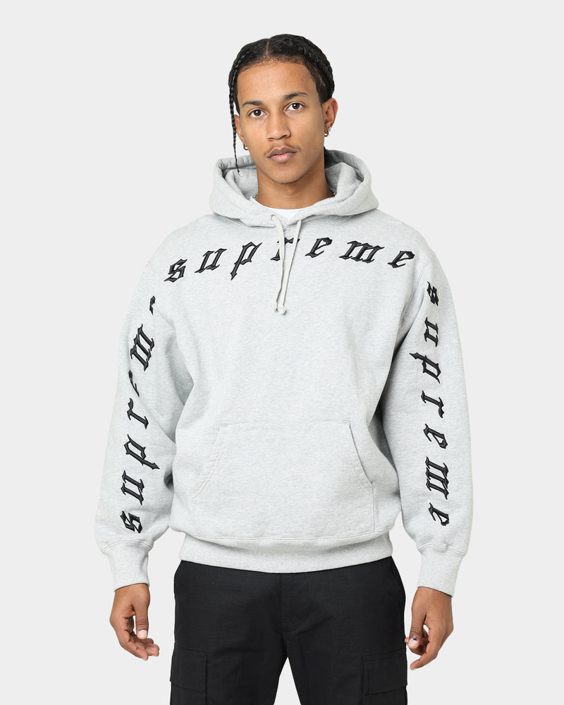 Grey Supreme Raised Embroidered Hoodie hot