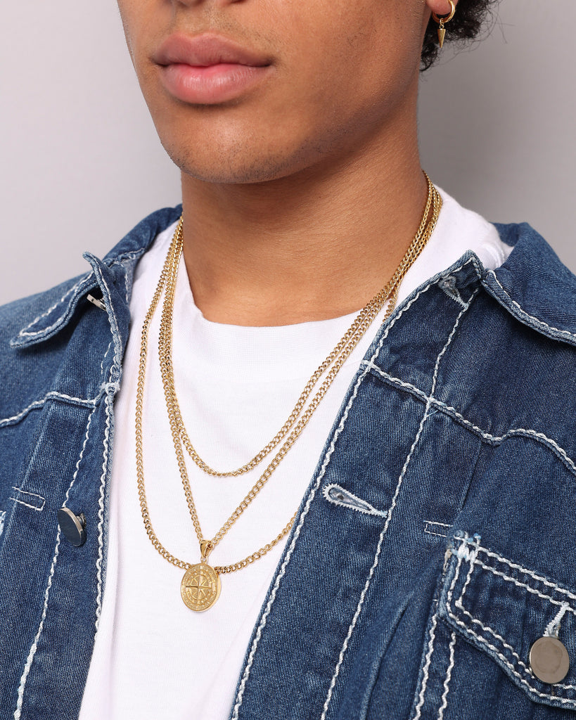 NXS Compass Necklace Set Gold | Culture Kings NZ