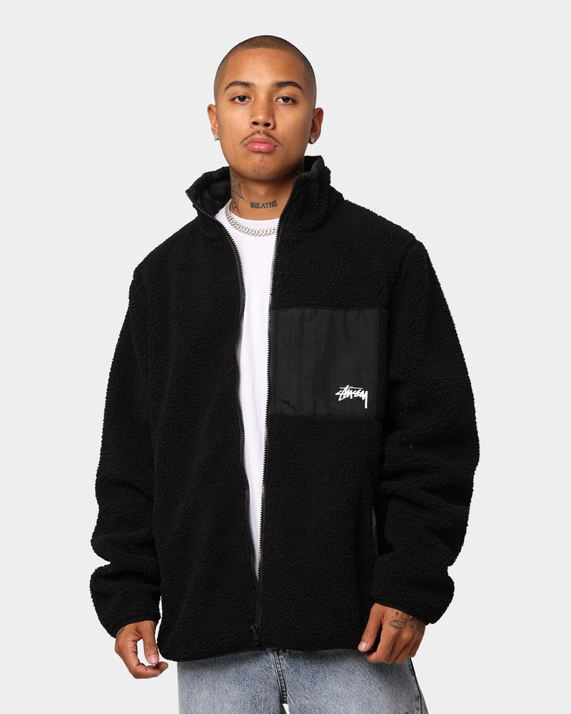 Stussy black discount sherpa jacket