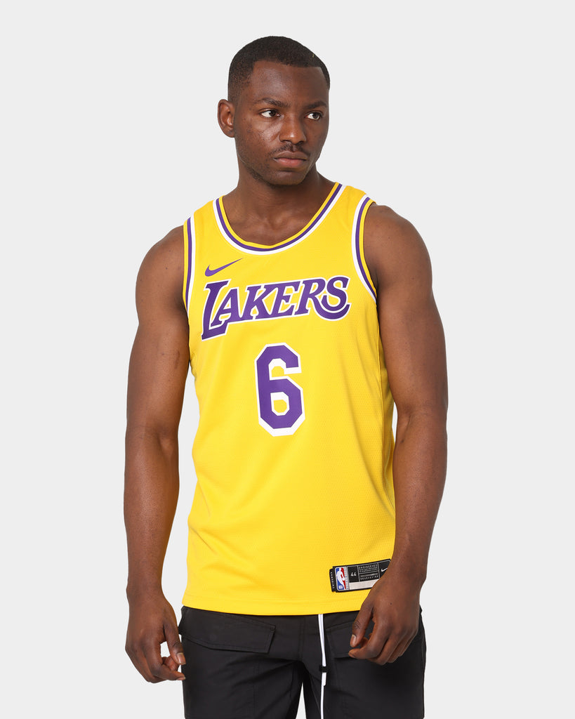 Nike Los Angeles Lakers LeBron James #6 Icon Swingman Jersey Yellow/Am ...