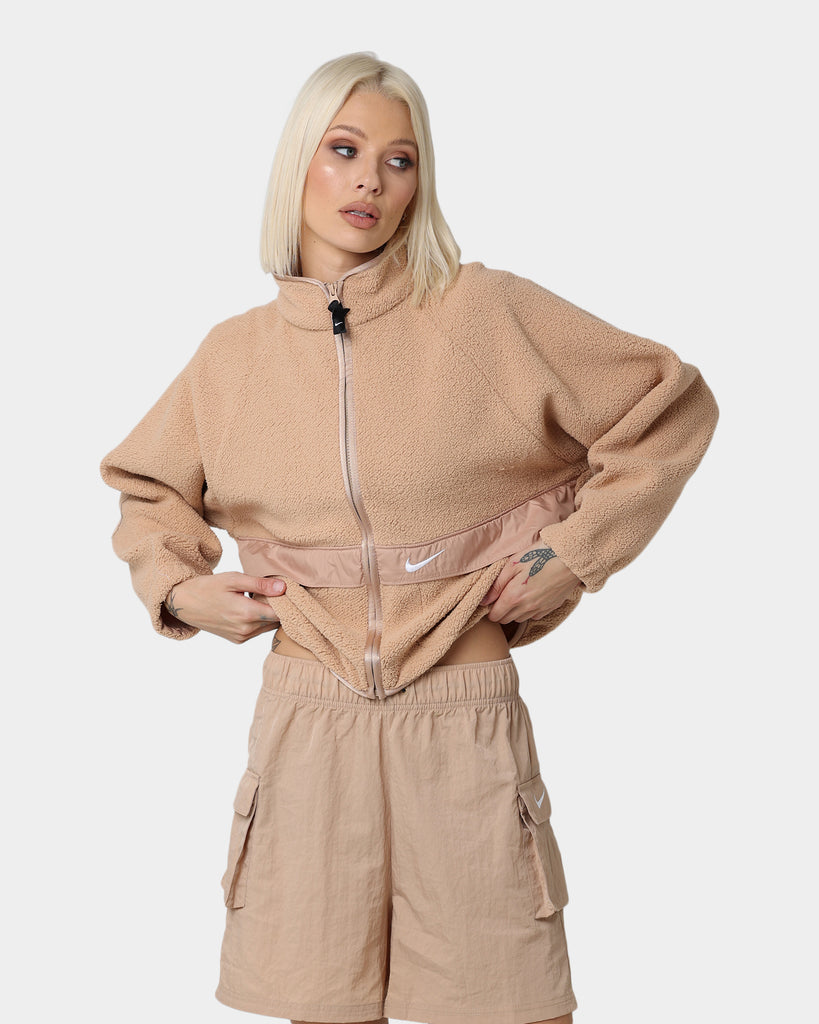 Nike essentials beige cropped high neck sweatshir hot sale