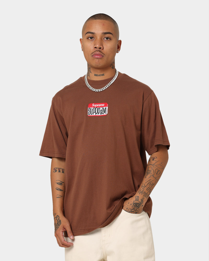 Supreme Gonz Name Tag Short Sleeve T-Shirt Brown | Culture Kings NZ