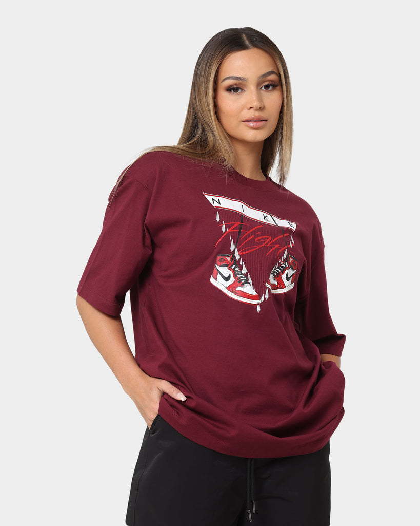 Jordan Women's Jordan Flight Graphic Oversized T-Shirt Cherrywood Red ...