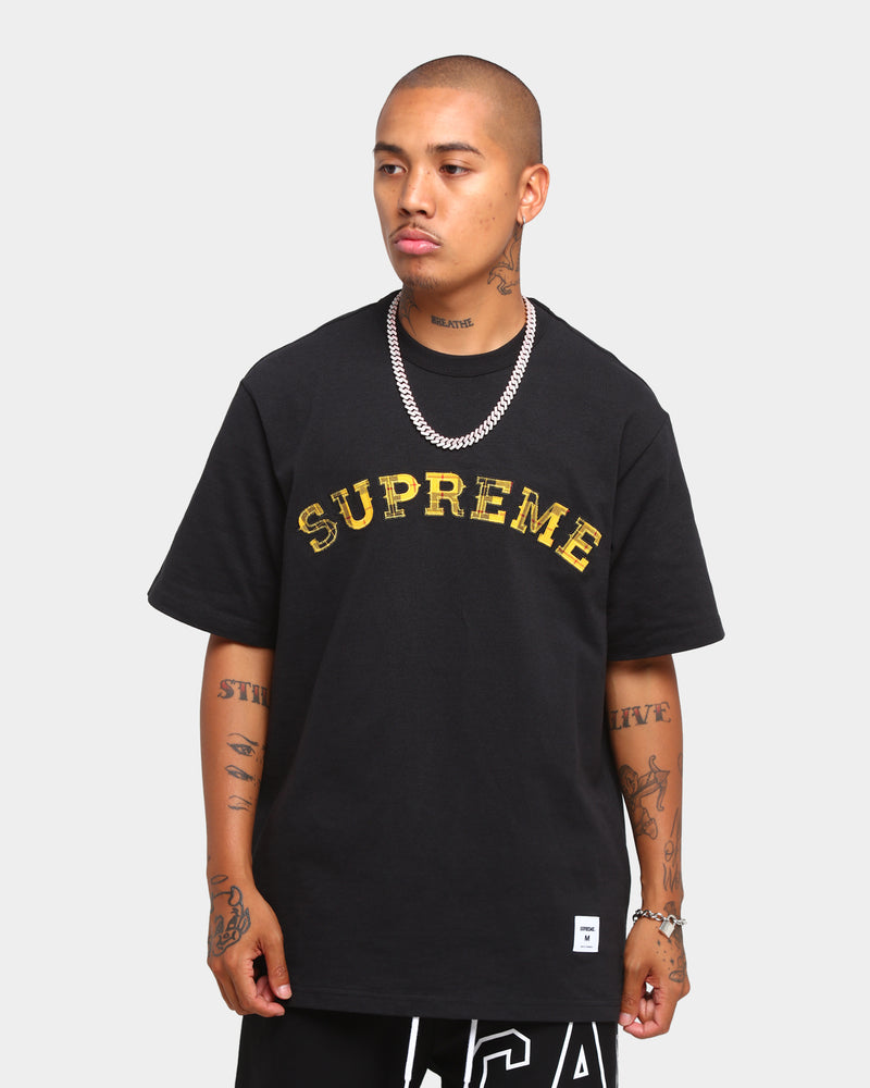 Supreme Plaid Applique Short Sleeve T-Shirt Black | Culture Kings NZ